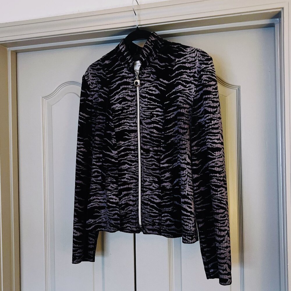 ✨ Joseph Ribkoff Zebra Print Zip Jacket | Y2K Statement Top | Made in Canada